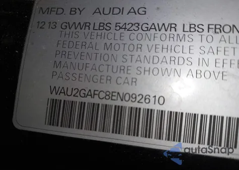 2014 Audi A7 3.0T Premium Plus z USA, uszkodzony, nr VIN WAU2GAFC8EN092610